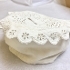 Baby's cap with scalloped edge