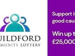 Guildford Community Lottery logo Guildford Community Lottery - support local good causes, win up to £25000