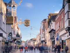 Image of Guildford cobbles People slightly blurred shopping