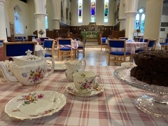 St Mary’s Church Shalford table with cups of tea