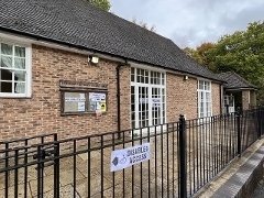Polling Station Polling station with sign for disabled access