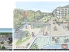 An illustration of a concept vision of what Bedford Warf could look like. There is also a picture of the existing view from Bridge Street looking north