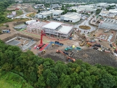 Aerial view of the new depot under construction July 2025