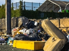 Household waste dumped in a street